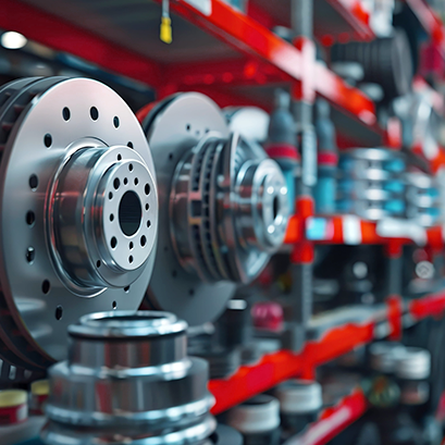 Semi truck parts on shelves