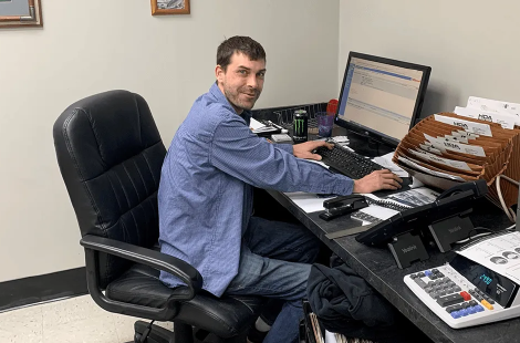 Person working at office desk